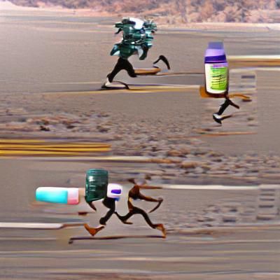Humorous Runner with Cold Medicine Bottles