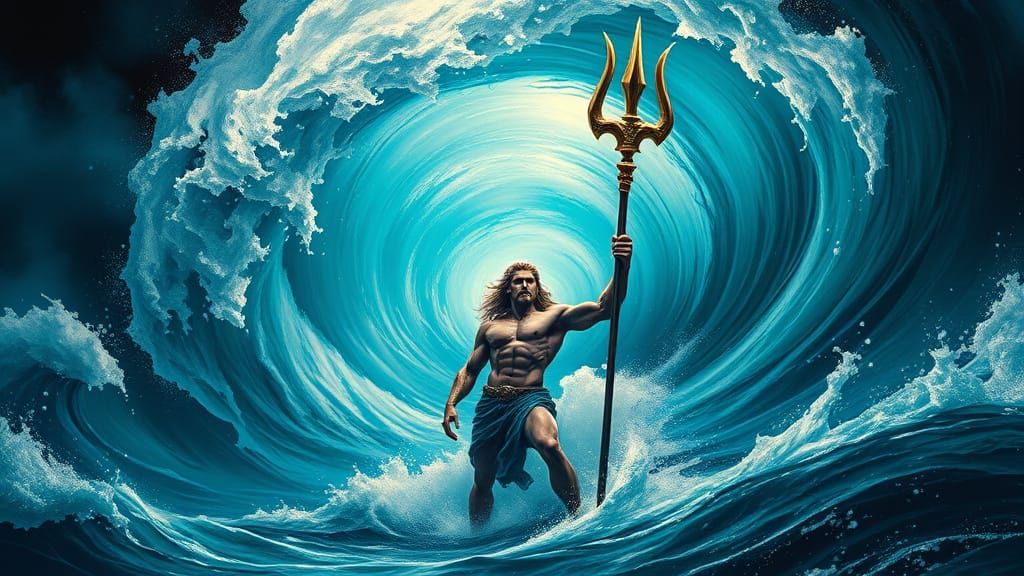 Majestic Poseidon Commands the Turquoise Vortex in Dramatic ...