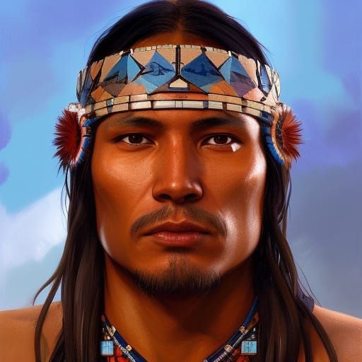 Detailed Portrait of Native American Man