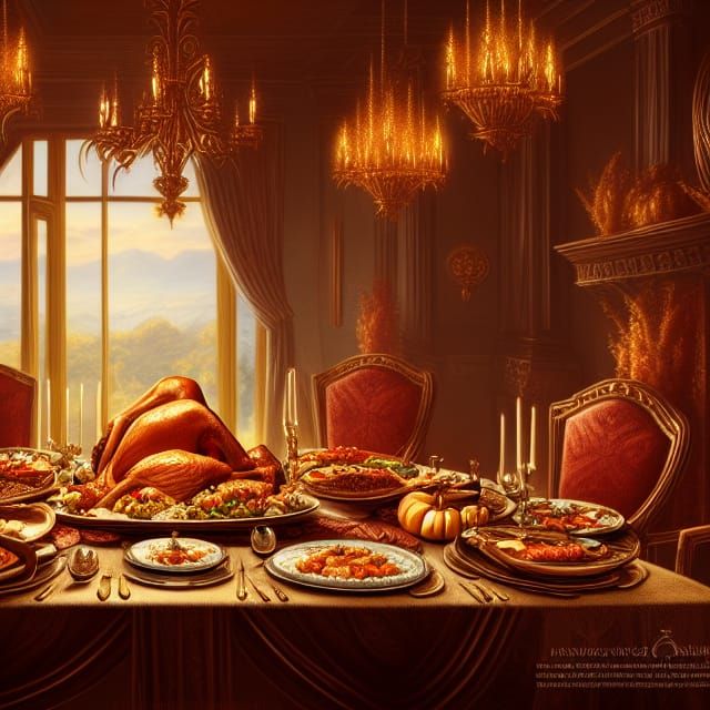 Royal Family Thanksgiving Dinner: Detailed Matte Painting