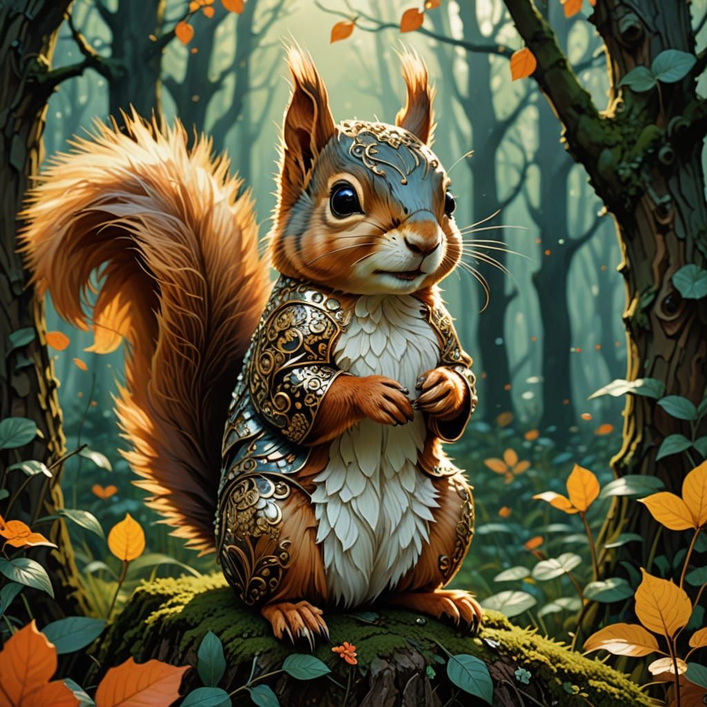 Chibi Anthropomorphic Squirrel with Intricate Details