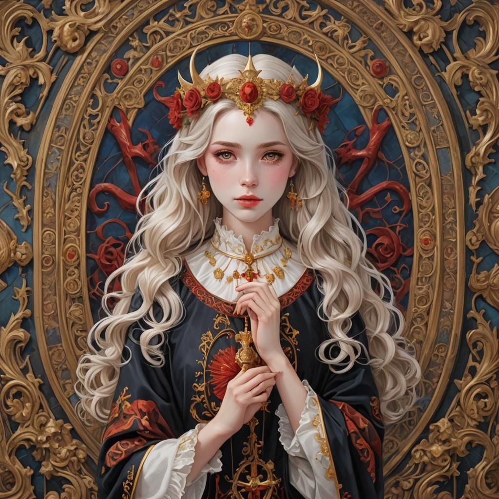 Catholic Christian Scene in Matte and Gloss Painting