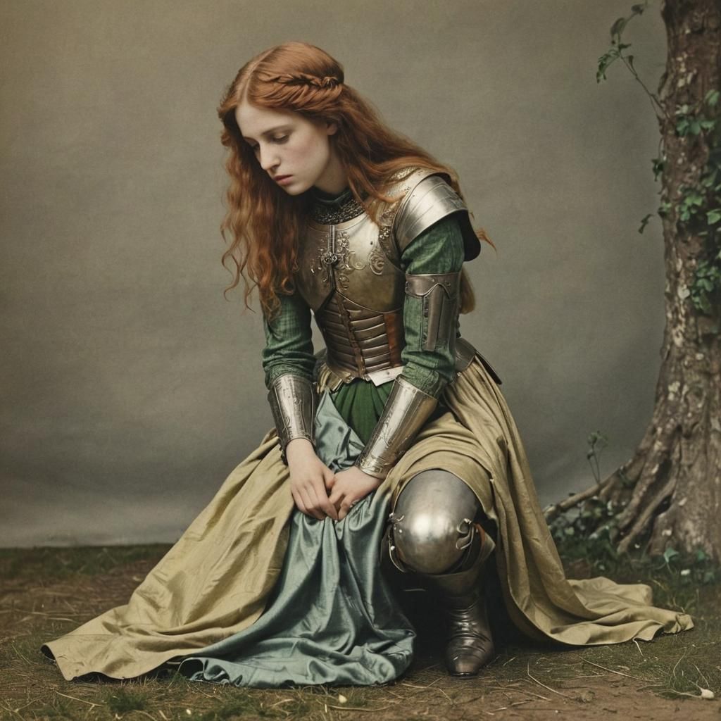 Kneeling Knight in Pre-Raphaelite Style