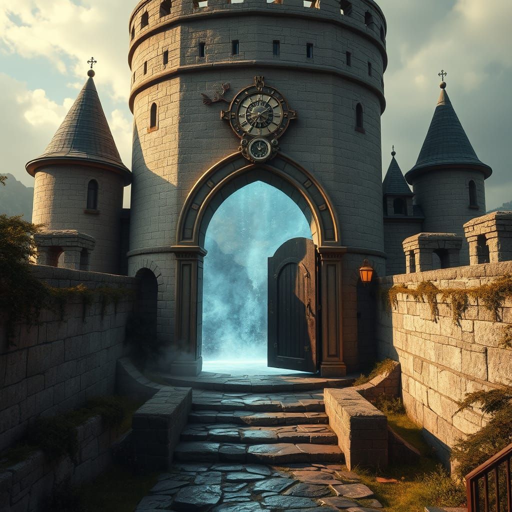 Steampunk Portal Unfolds in Medieval Castle