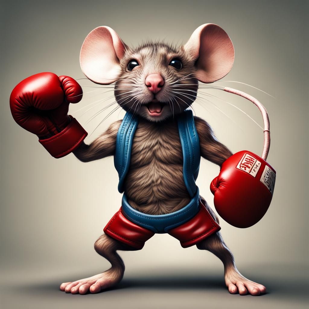 Muscular Mouse Boxer in Hyperrealistic Pop Art