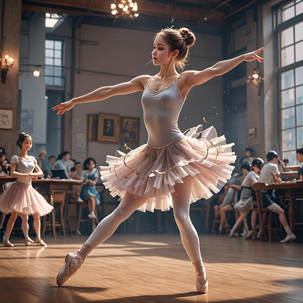 Anime Ballerina in Tutu: 3D Art