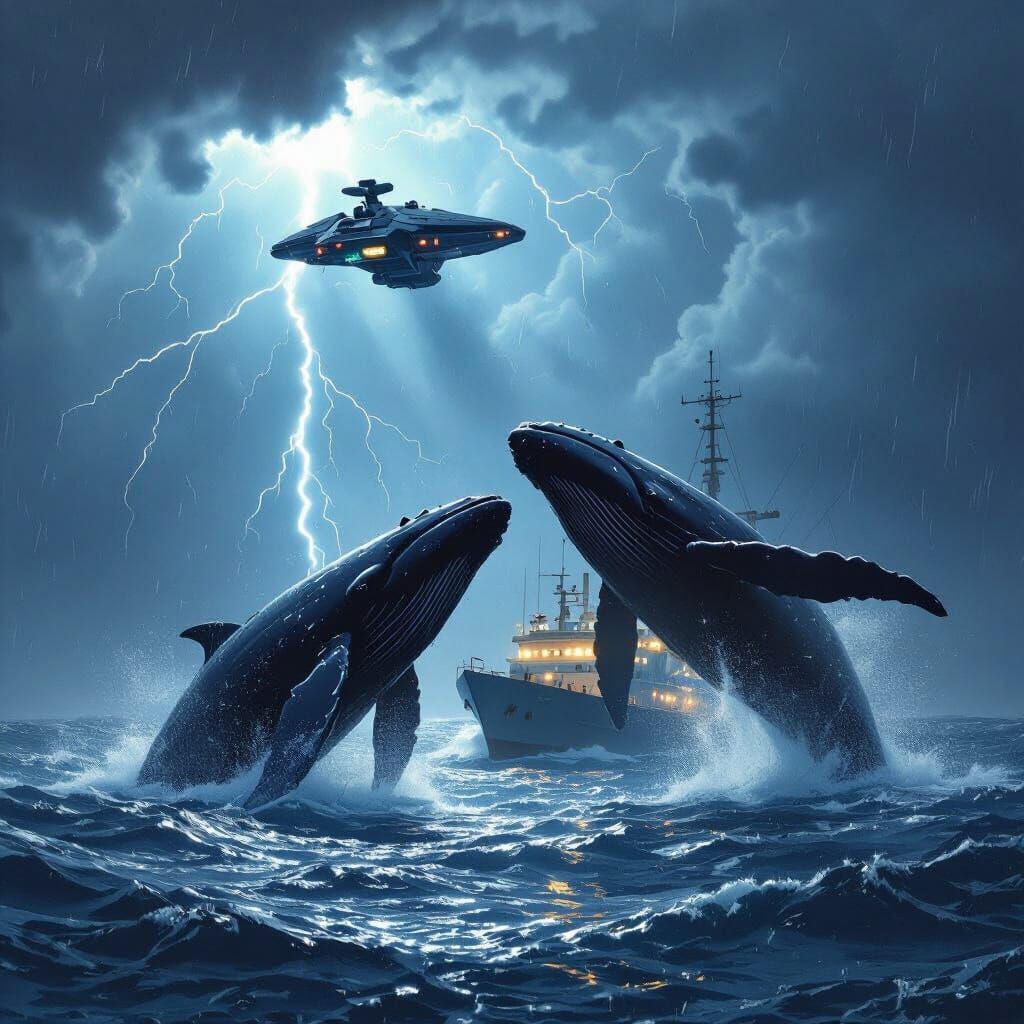 Whales Attack Whaler Under Klingon Ship During Storm