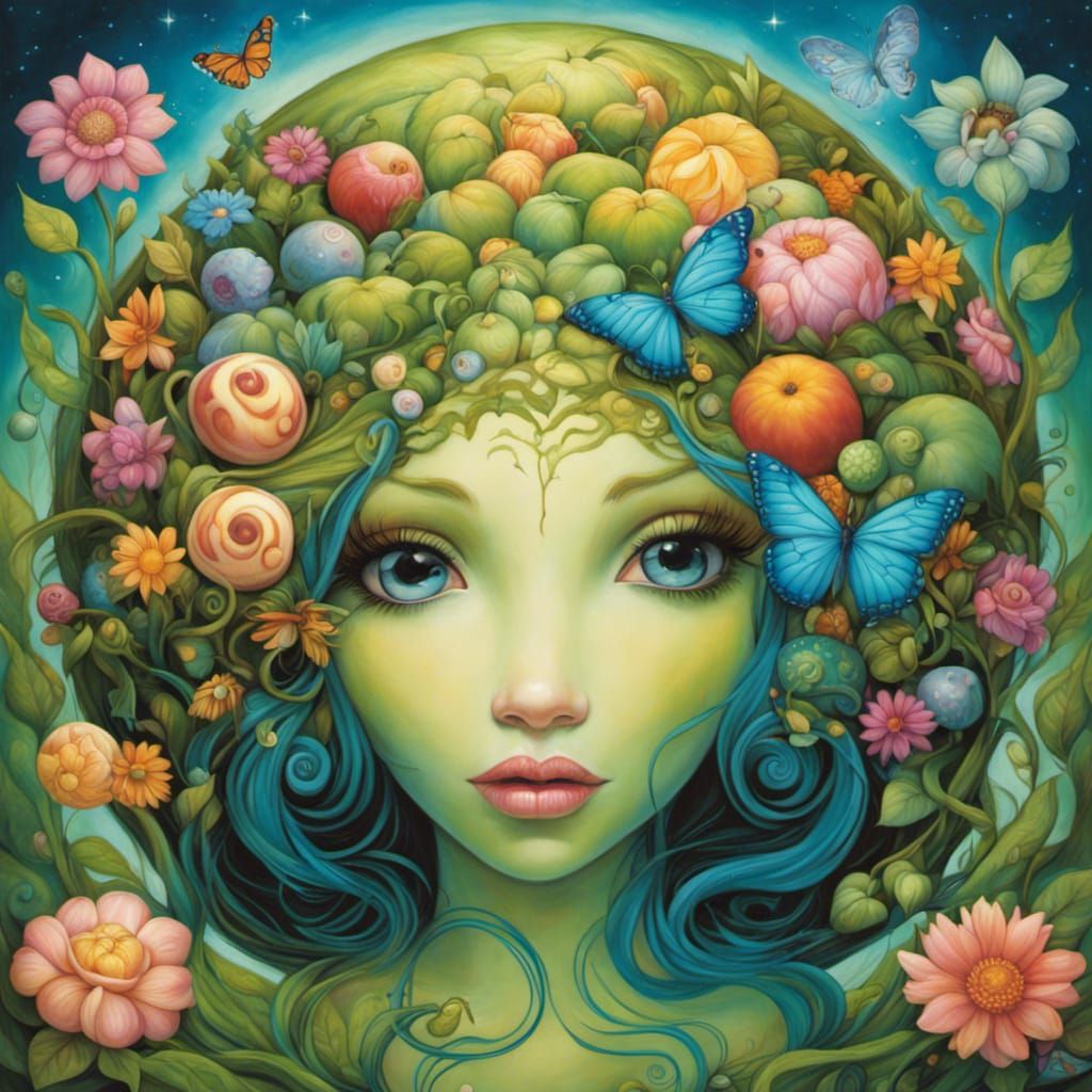 Stylized Gaia Artwork in Fantasy Illustration Style