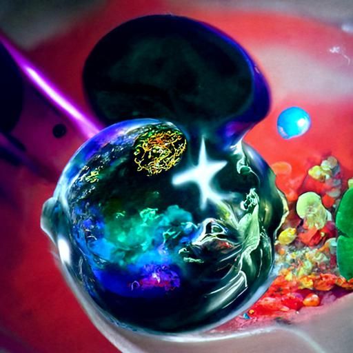 Planet X: Holographic Cosmic Mixed Media Illustration