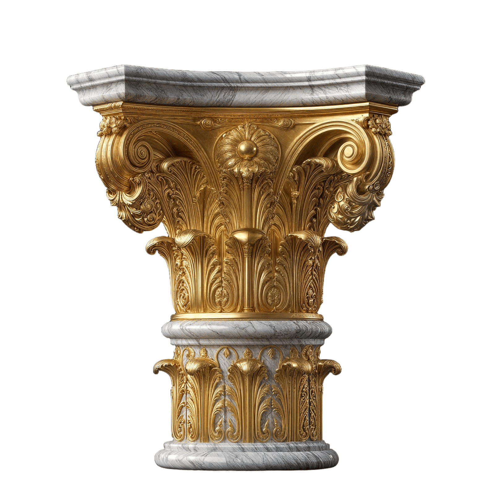 Majestic Marble Column with Gold Embossments