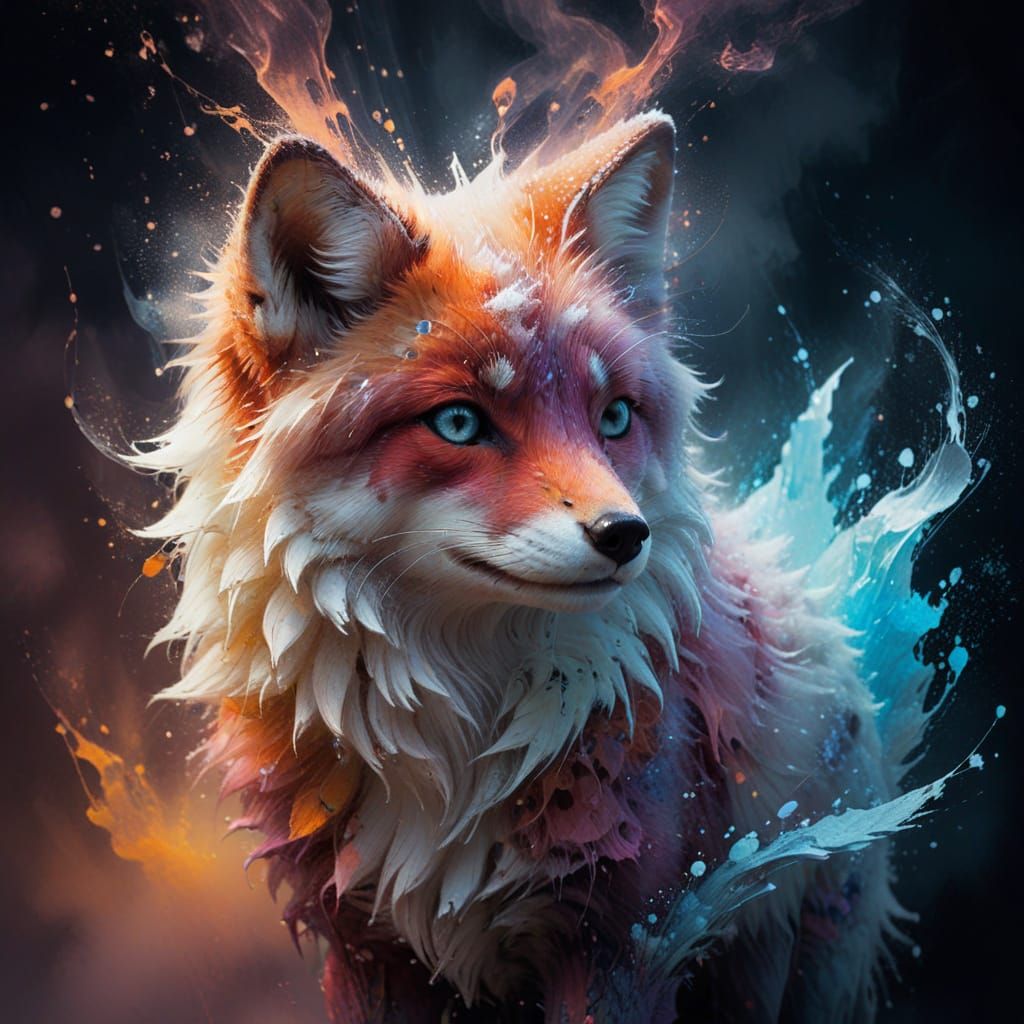 Hyper-Realistic Snow Arctic Fox in Sunrise Landscape