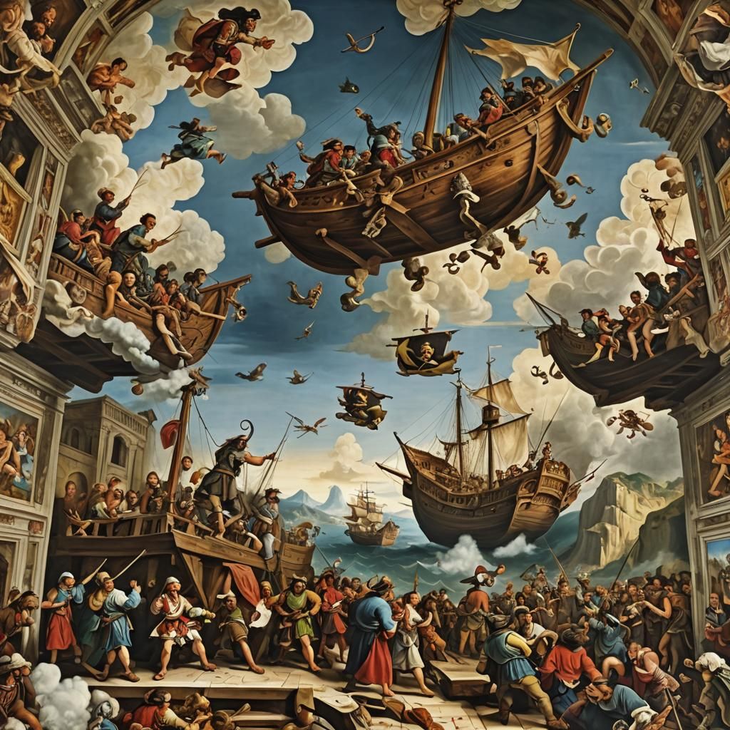 Pirate Sistine Chapel Ceiling Digital Art