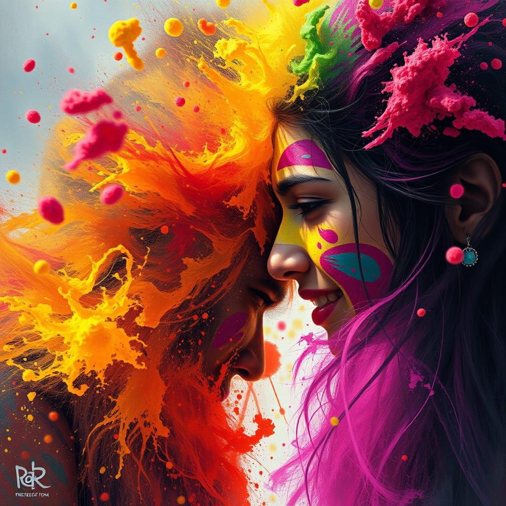 Vibrant Holi Celebration in Hyperrealistic Color