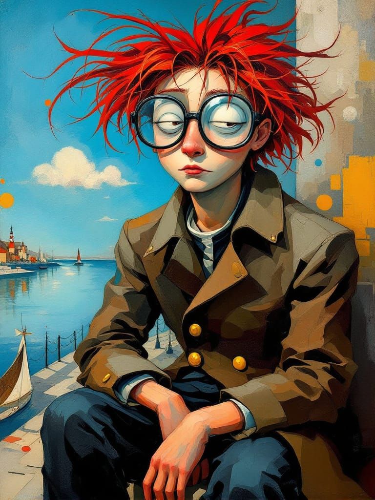 Surrealist Portrait of a Boy in Oslo, Cubist Style