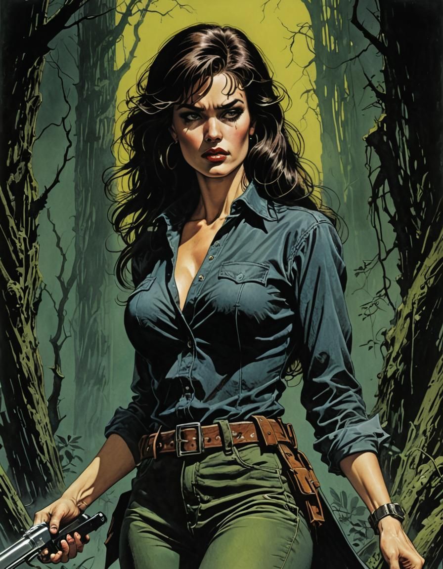 Femme Fatale Illustration in 1980s Magazine Style