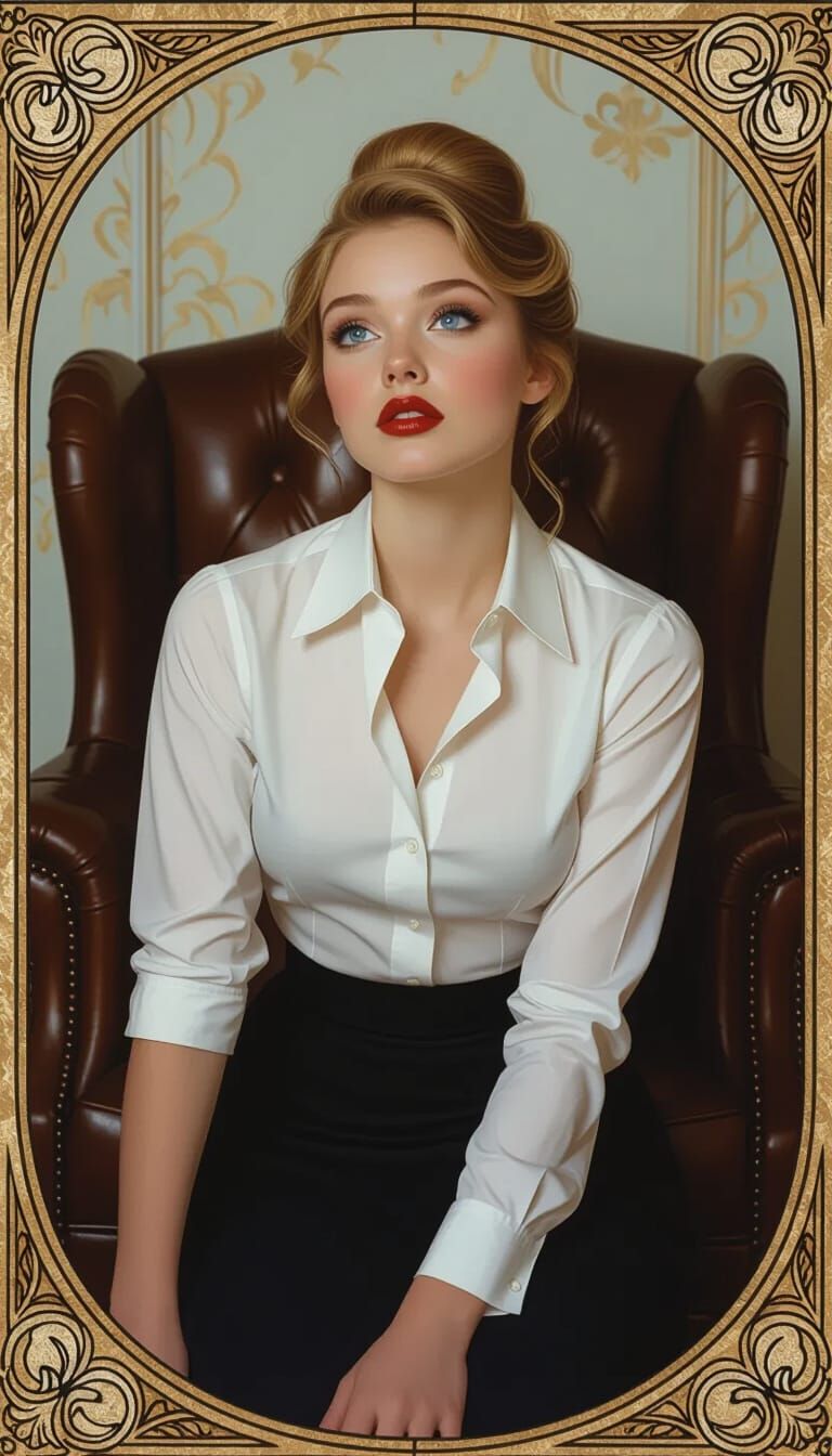 Photorealistic Woman with Blonde Hair and Blue Eyes