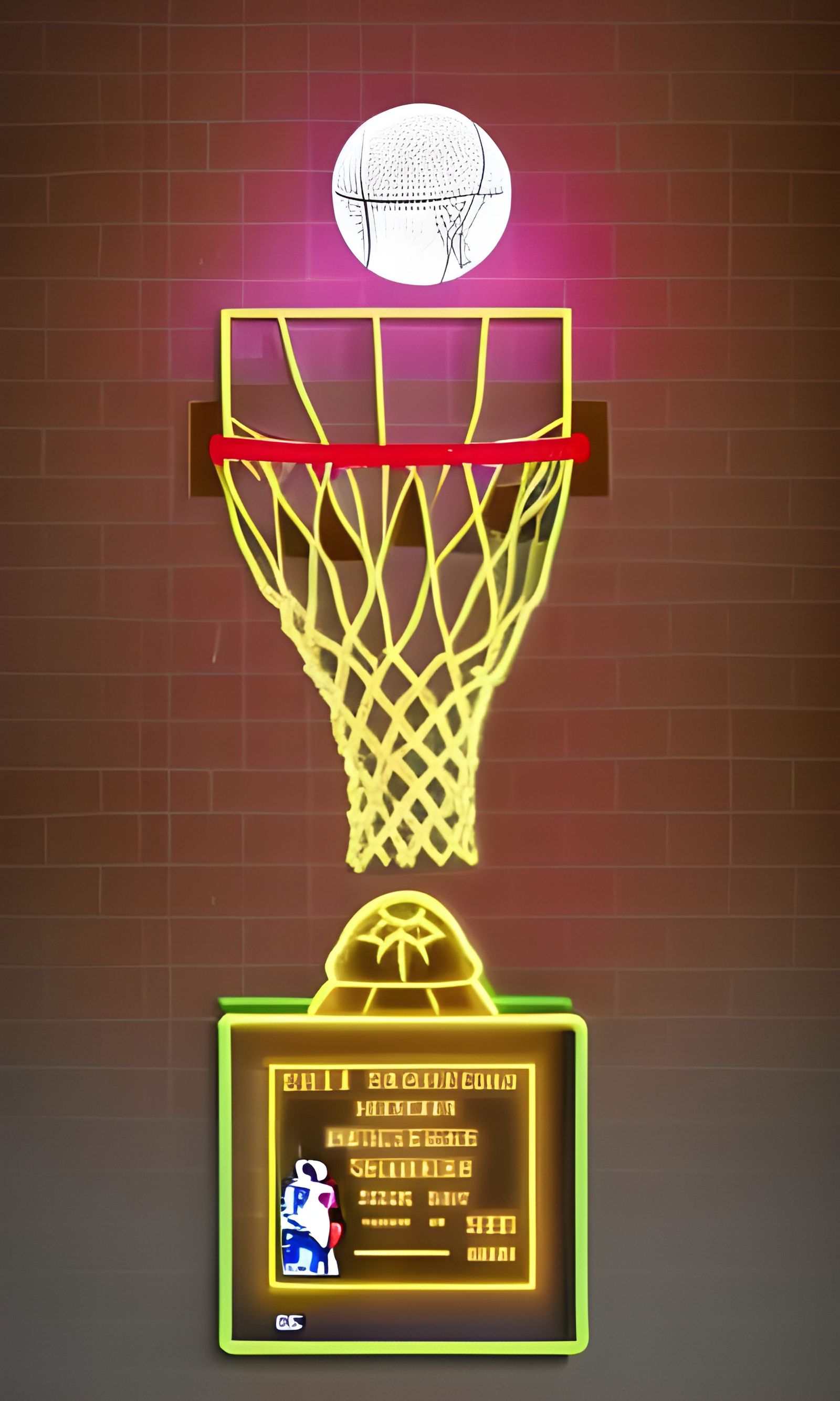 Golden Neon Fantasy Basketball Trophy in 8K 3D