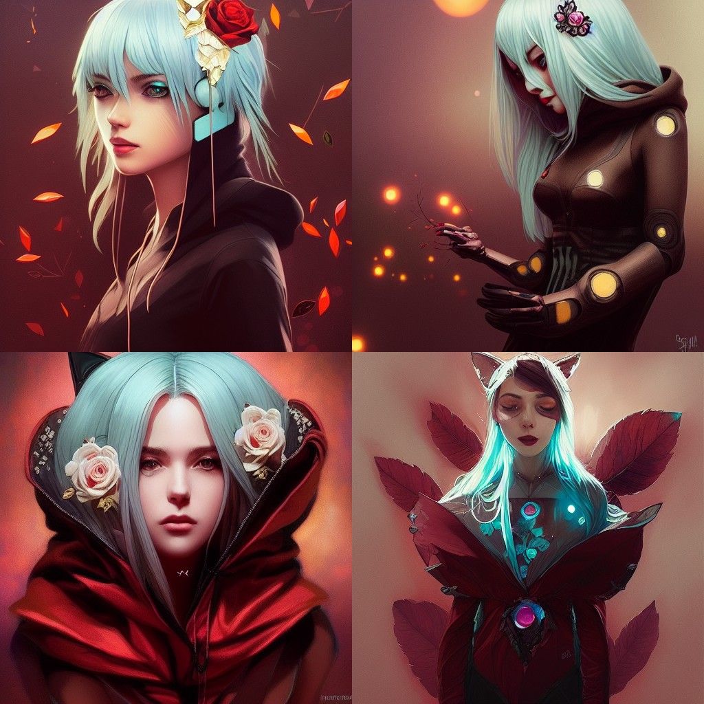 Robotic Fox Girl Portrait in Digital Art Style