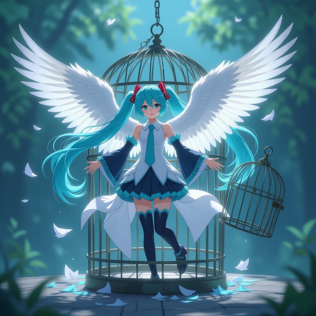 Angelic Miku Escapes Broken Birdcage