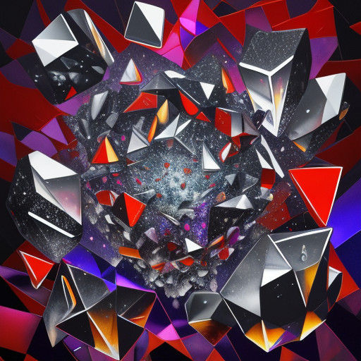 Vibrant Cubist Masterpiece with Twinkling Glass and Refracti...