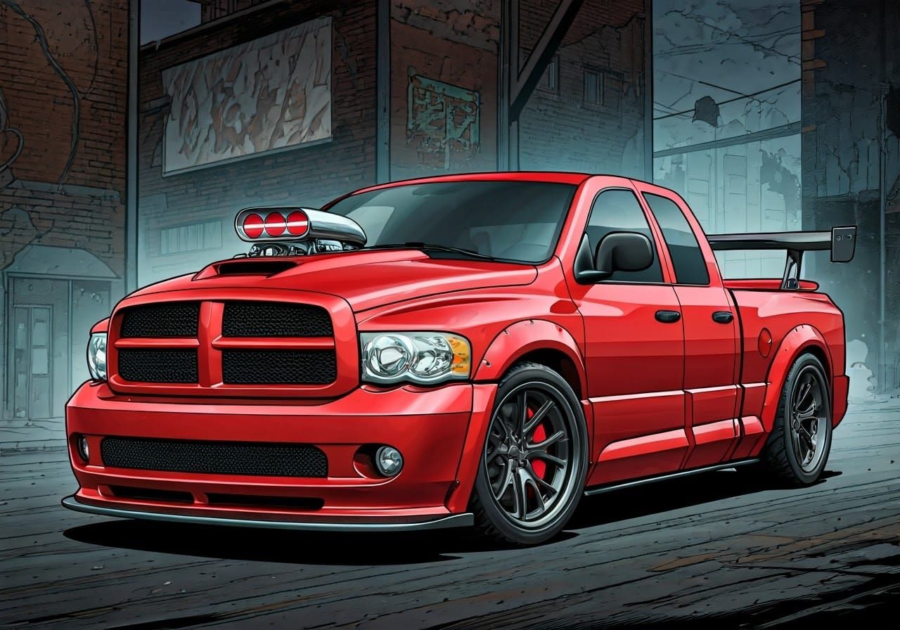 Custom Dodge Ram SRT-10 in Gritty Comic Style