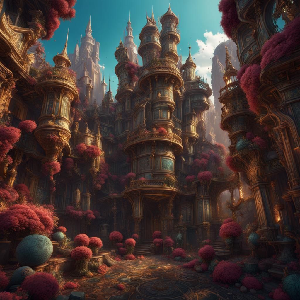 Fantastical Maximalism Concept Art in Deep Color