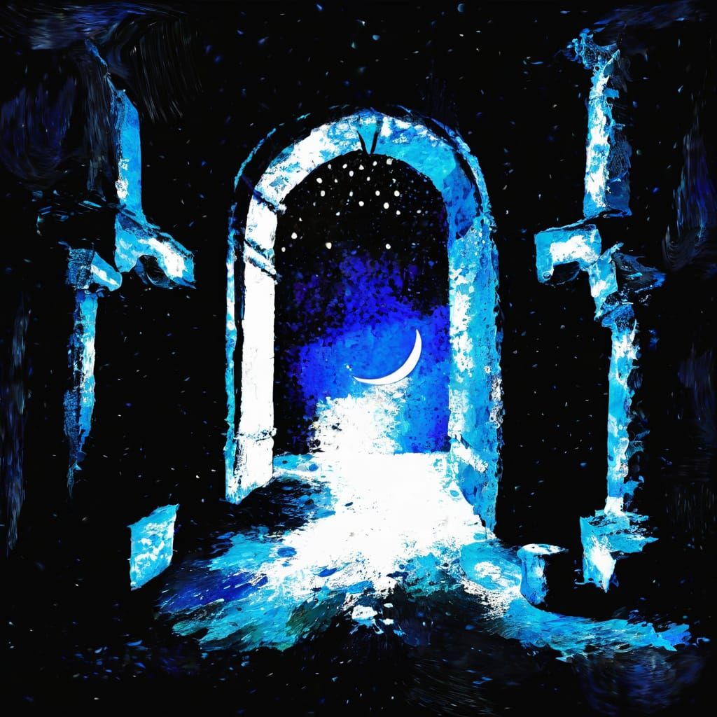 Claustrophobic Castle Moon in Fleeting Impressionism Style