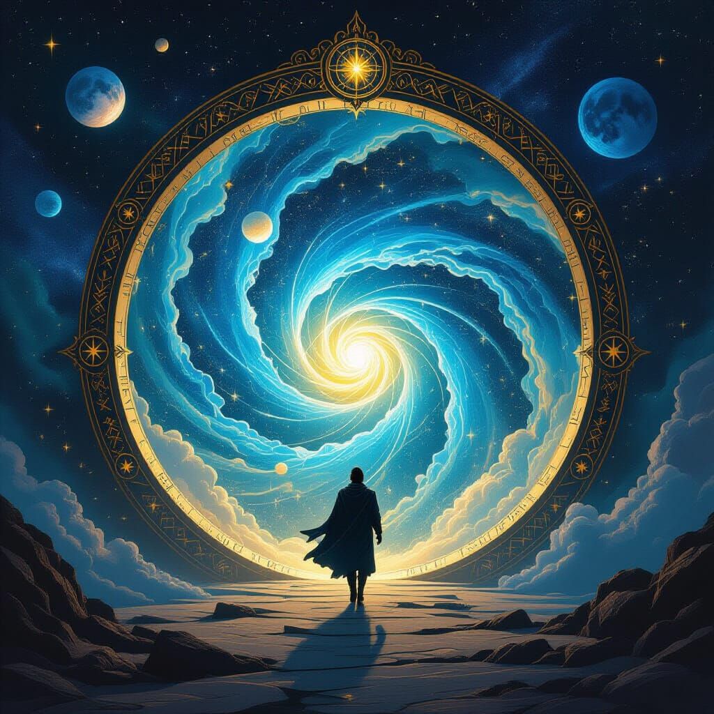 Hero's Journey Portal: Cosmic Vortex Fantasy Art