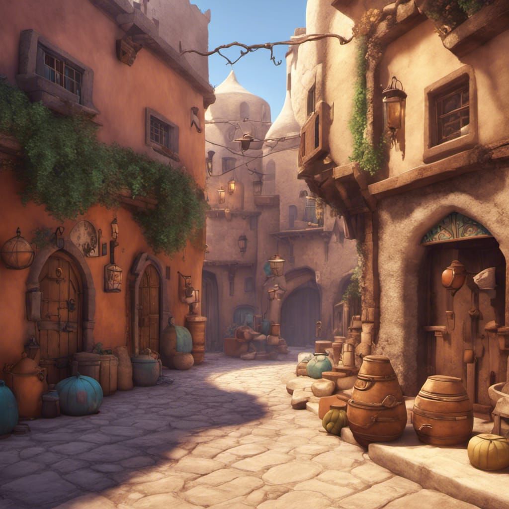 Charming Medieval Moor in Arabian Street: Pixar-Style 3D Art