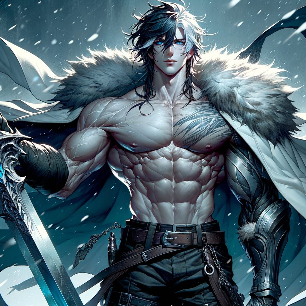 Mythical Warrior in a Blizzard, Manga Style