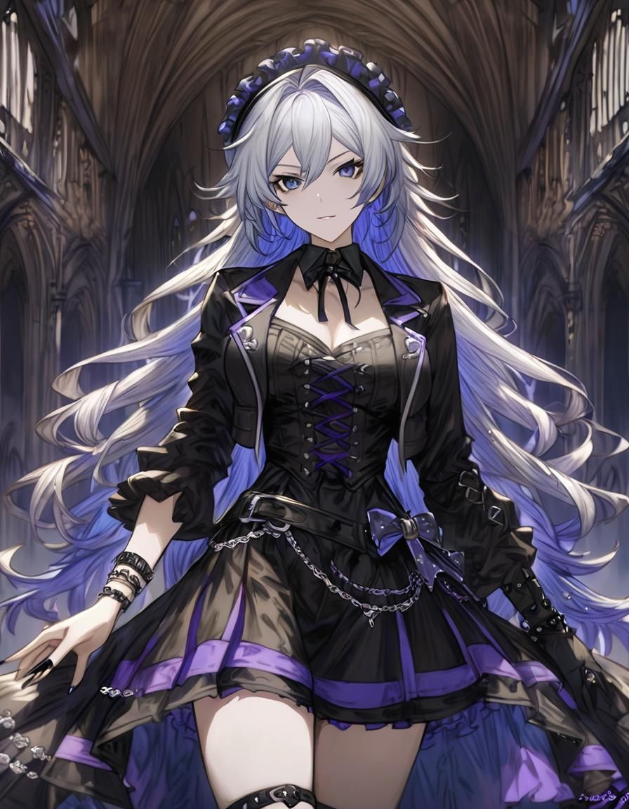 Kiana Kaslana as Visual Kei Musician in Gothic Art