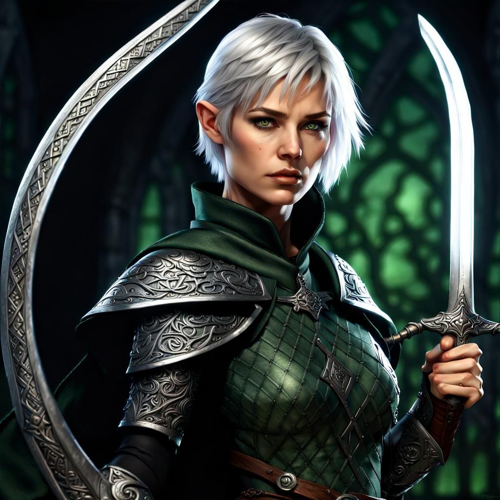 Female Warrior with Greatsword in Fantasy Art Style