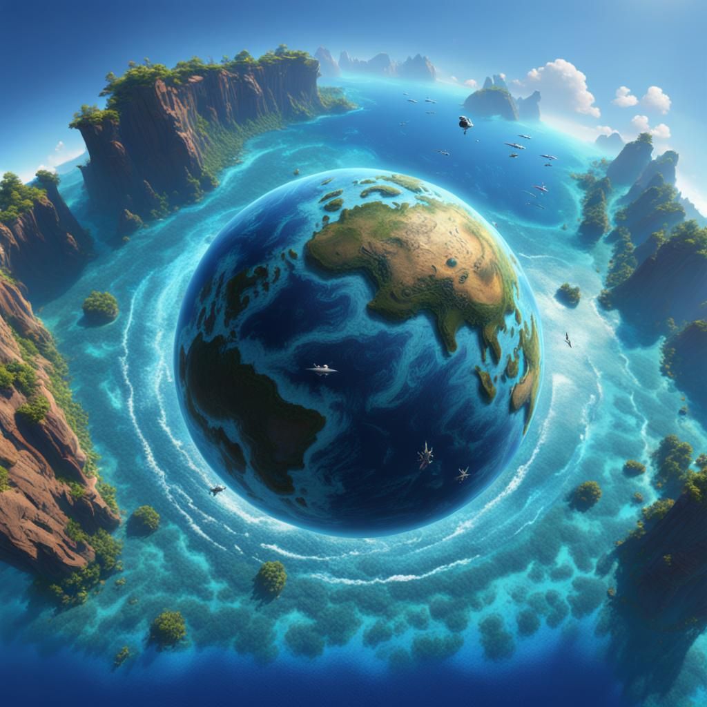 Hyperrealistic Water Planet in Pixar Animation Style