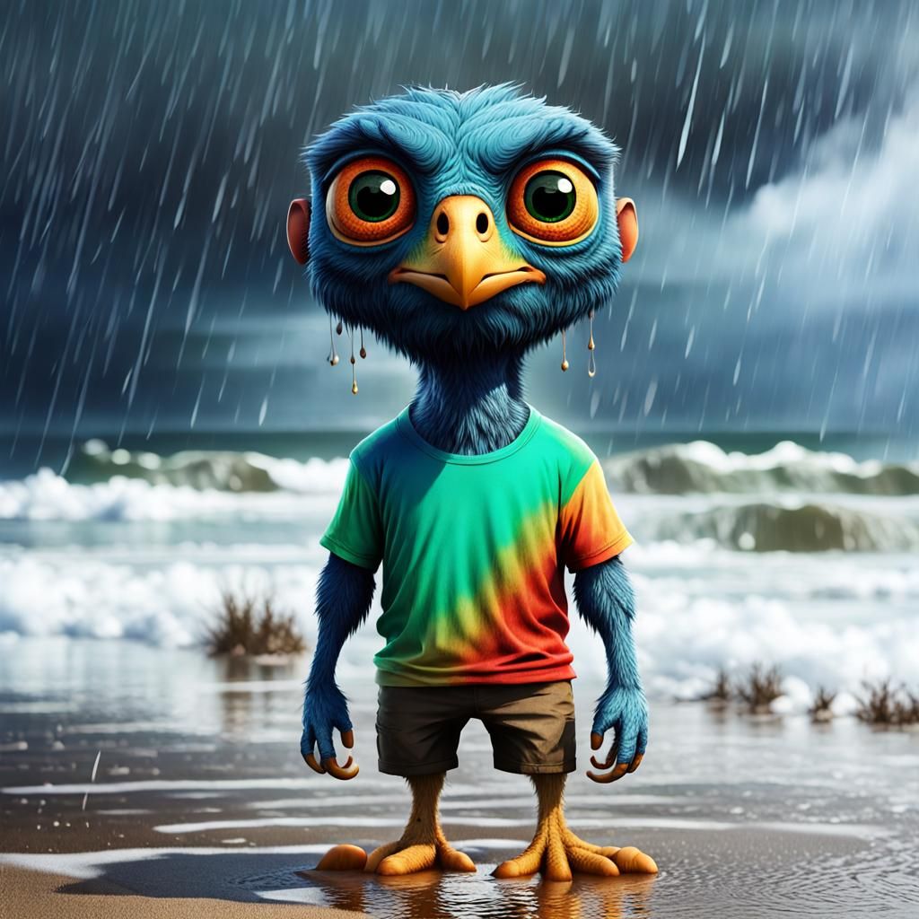 Strange Beach Beast in the Rain