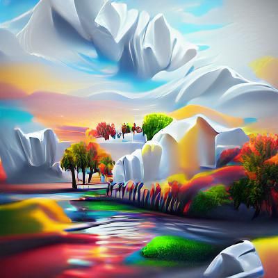 Colorful Acrylic Landscape Painting in 8K Resolution