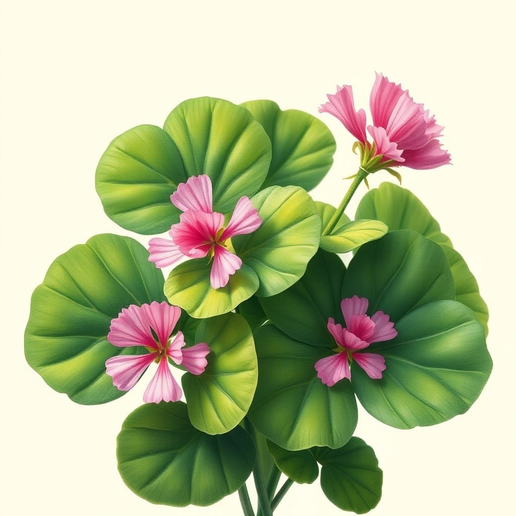 Whimsical Clover Plant in Airbrush Effect Painting