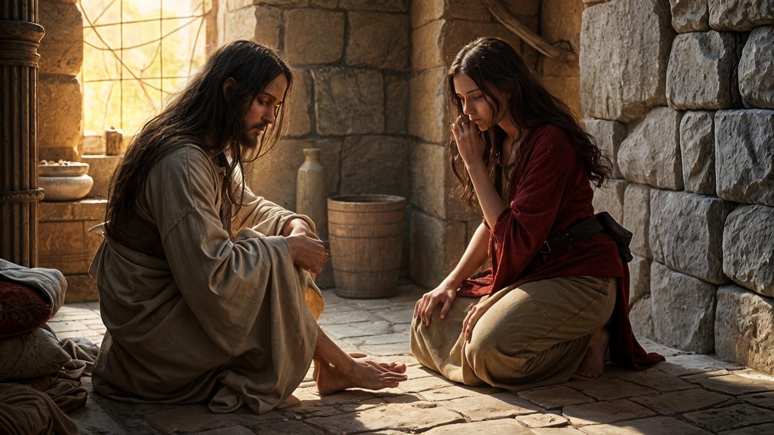Mary Magdalene in Humble Devotion as Ancient Hebrews