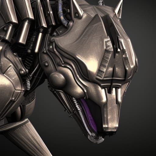 Futuristic Mechanical Wolf with Intricate Mech Details
