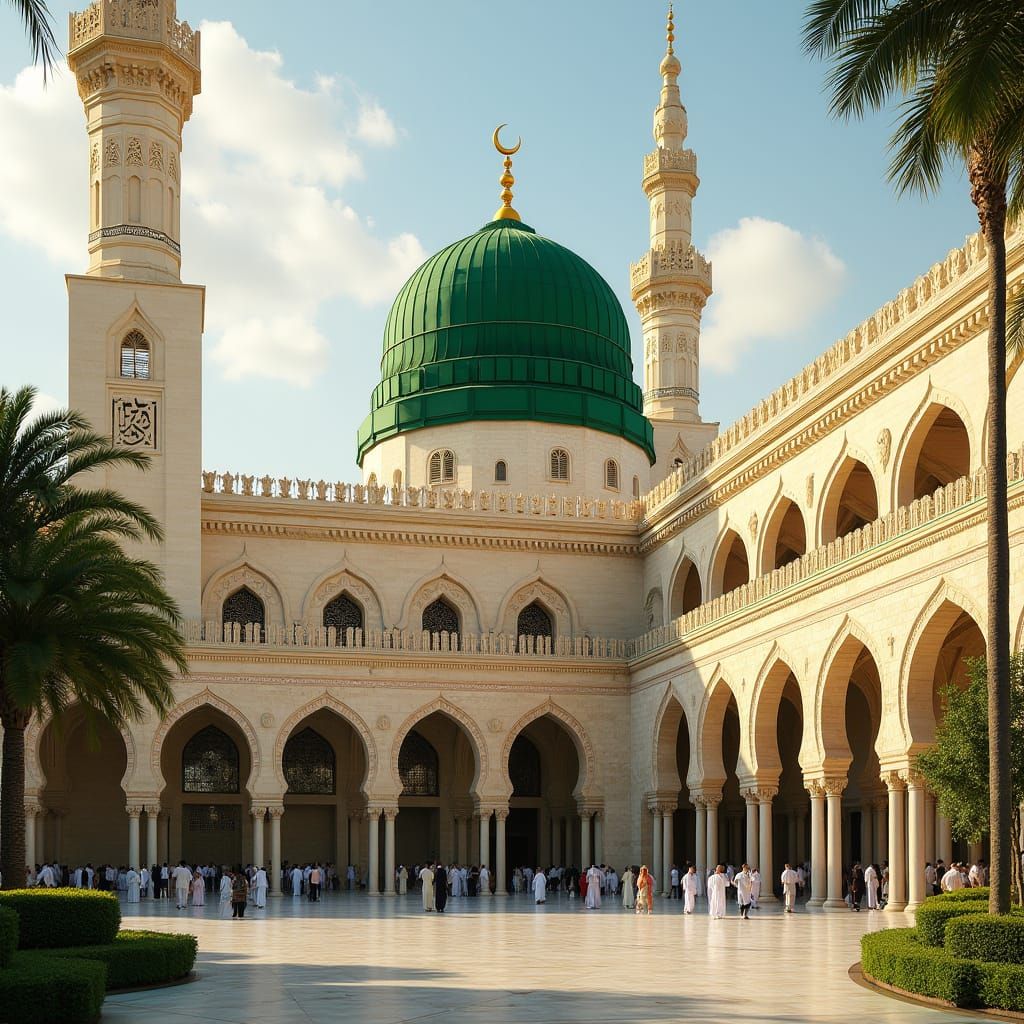 Islamic Architecture Masterpiece: Majestic Green Dome of Mas...