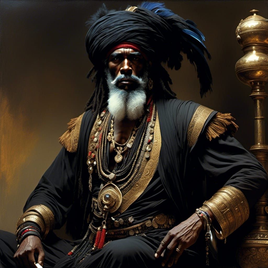 Angry Black Genie Emerges in Fantasy Art