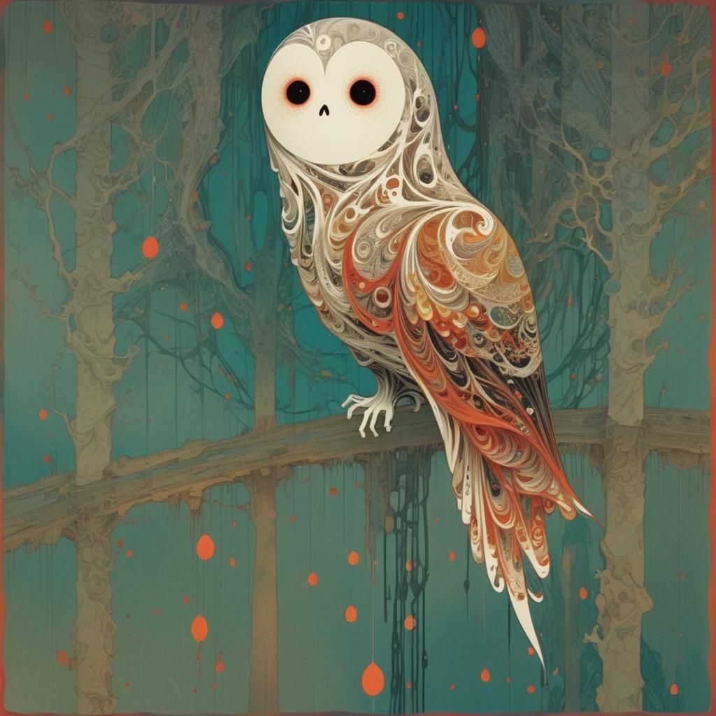 Abstract Ghost Star: Vibrant Ink Art in Digital Style