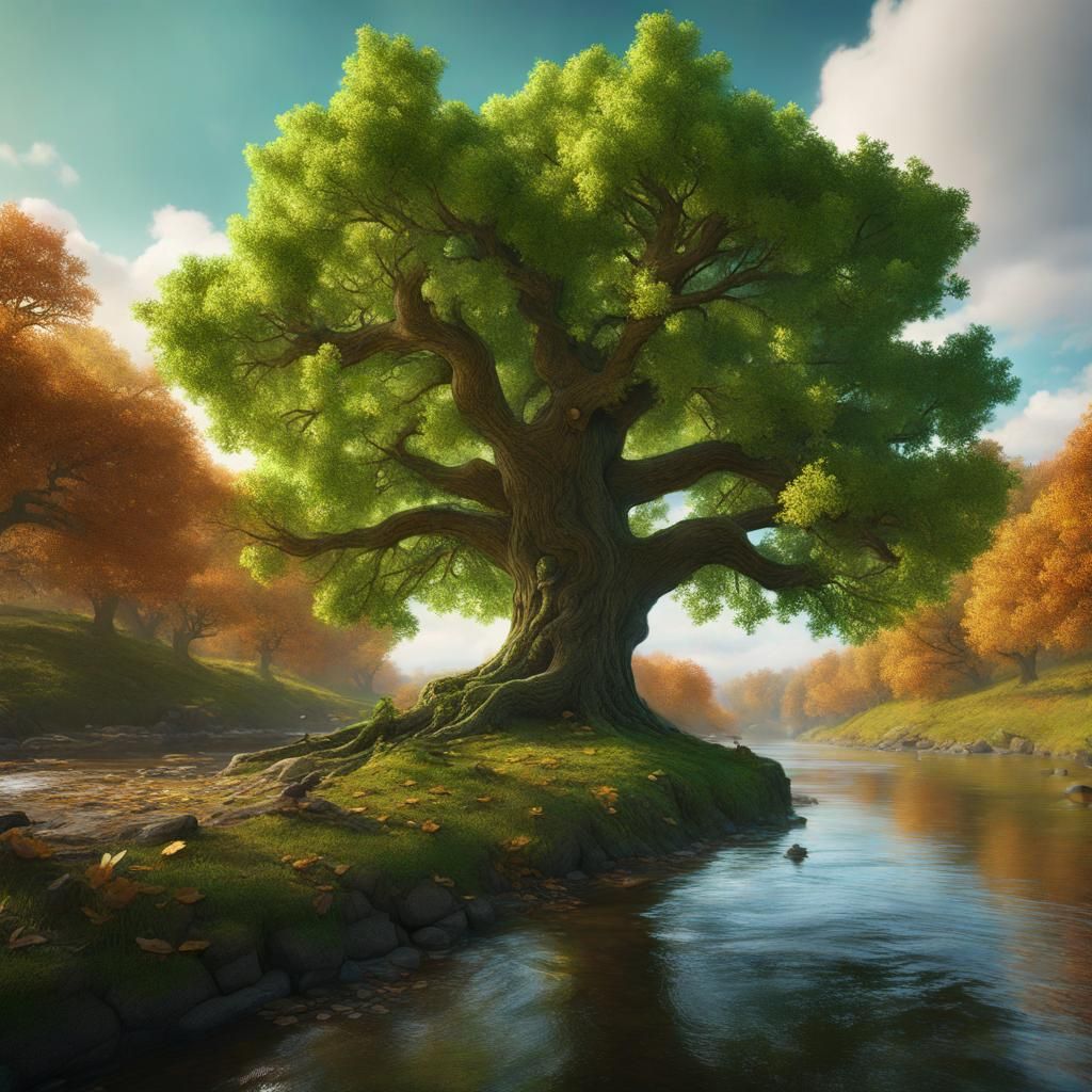 Oak Tree Torah Study: Detailed Matte Painting