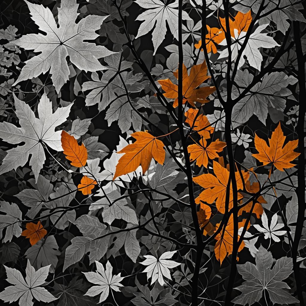 Abstract Photogram with Leaves and Solarization Effect