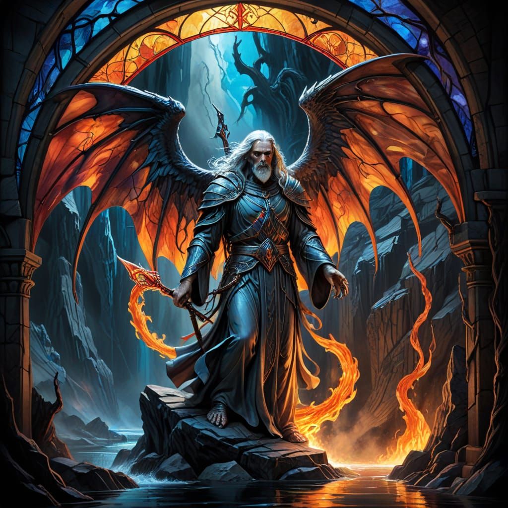 Stained Glass Angel of Death in Moria Bridge