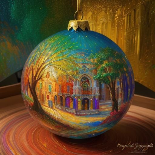 Venetian Glass Bauble with Prismatic Colors