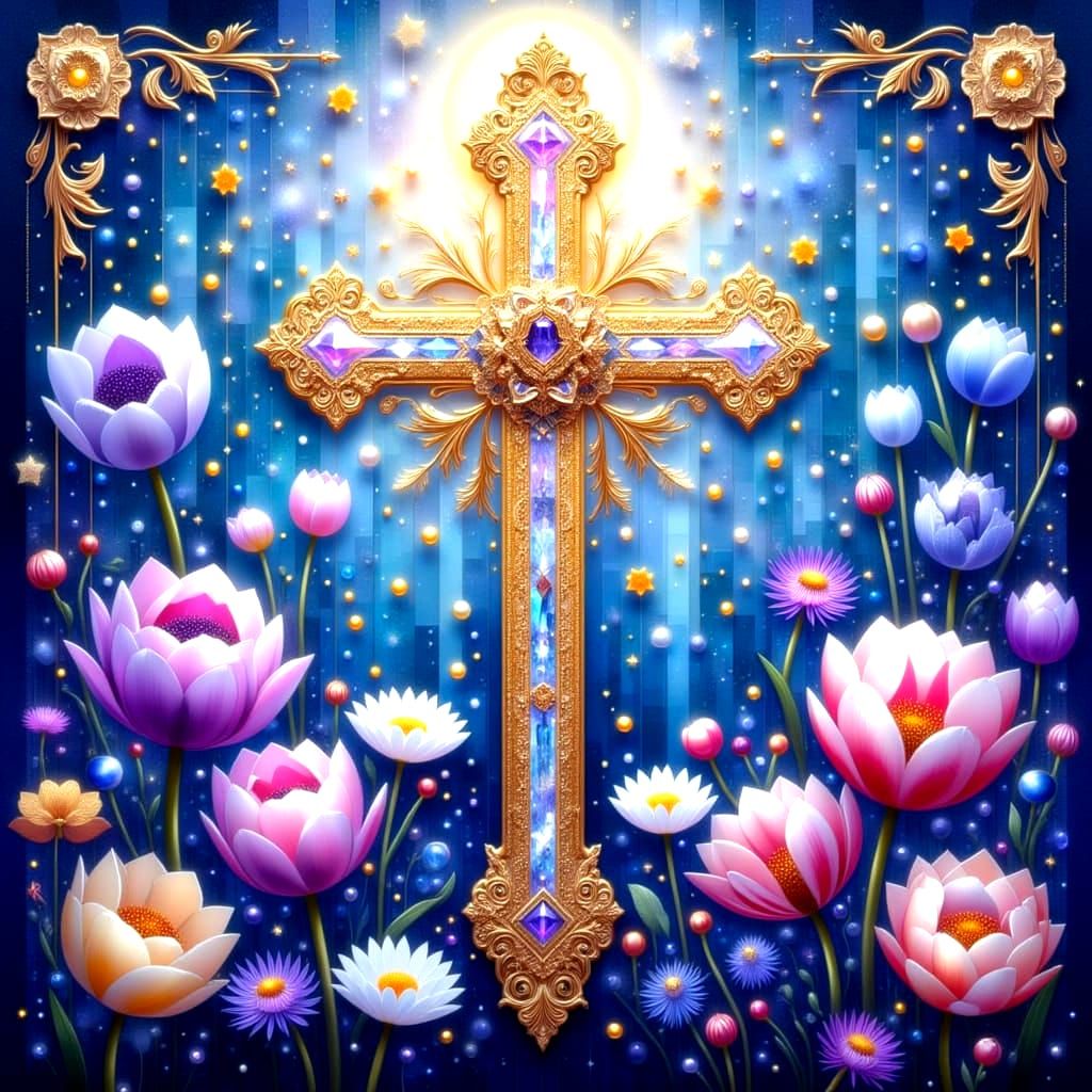 Vibrant Crystal Cross Radiates Colors and Beauty