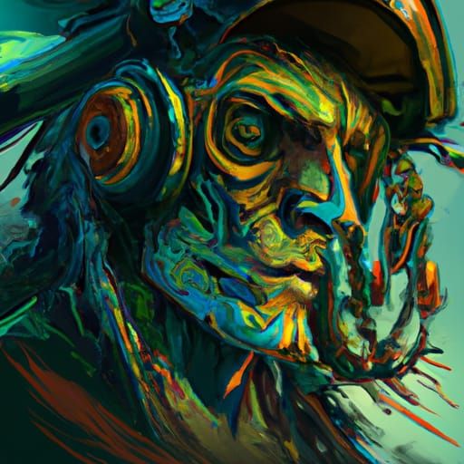 Robotic Pirate with Swords: Hyperdetailed Portrait