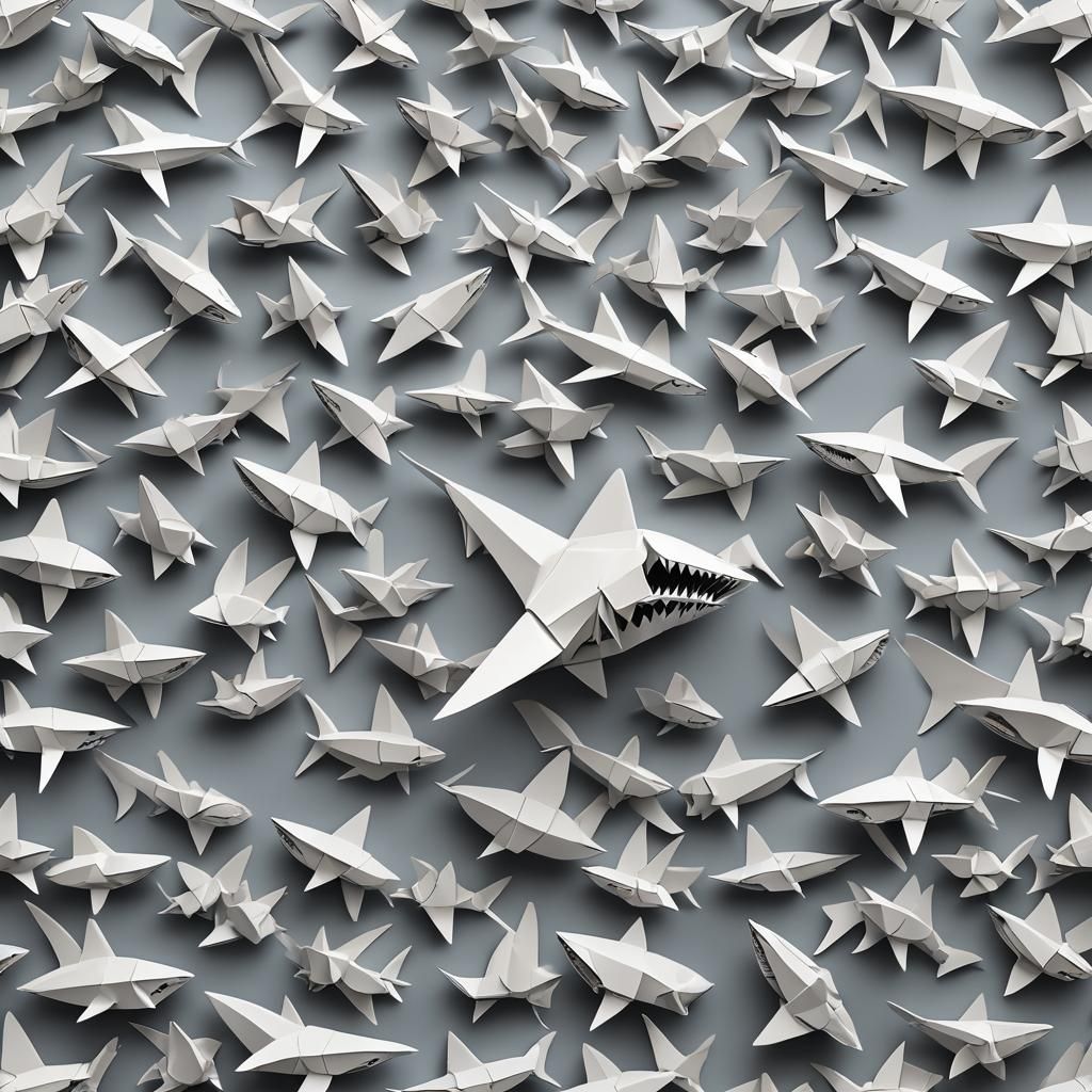 Origami Shark Papercraft in 8K Resolution