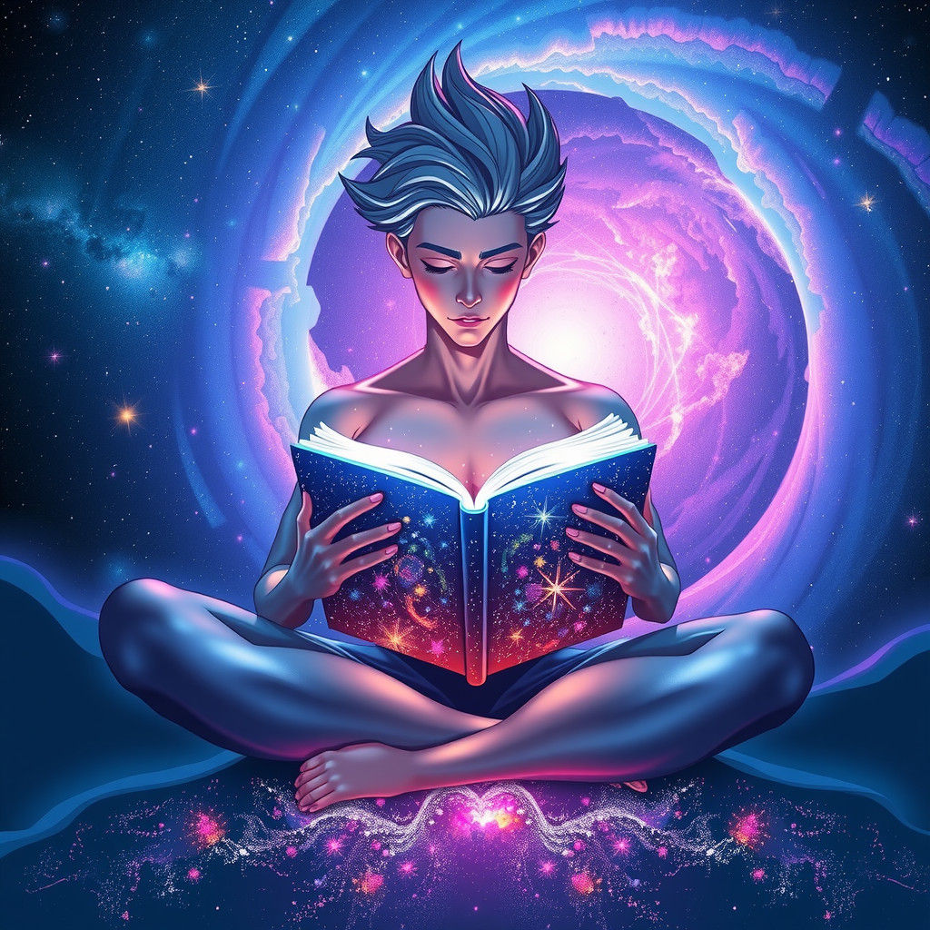 Animated Star Reader in Galaxy, Dreamlike Style