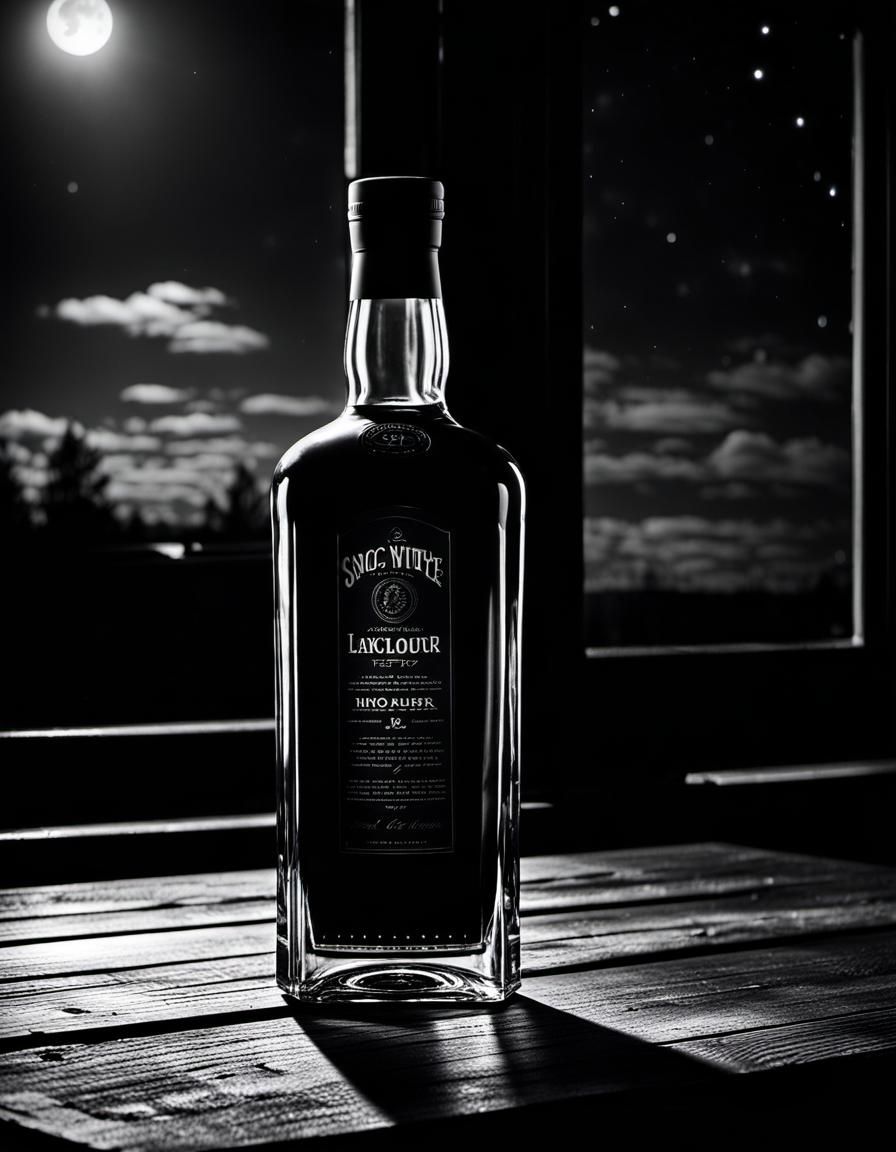 Noir Black Liquor Bottle in Black and White